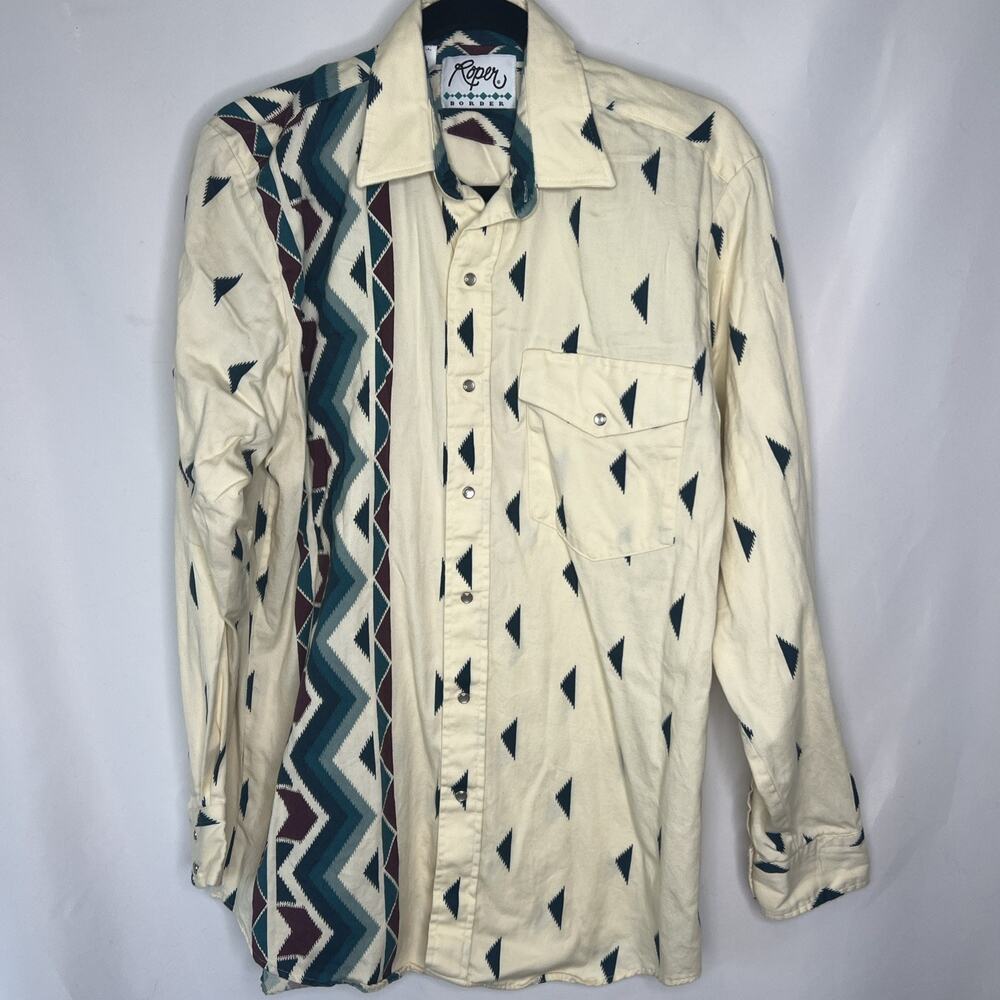 Vintage Roper '90s Men's Size Medium Western Shirt Ranchwear Aztec Southwestern